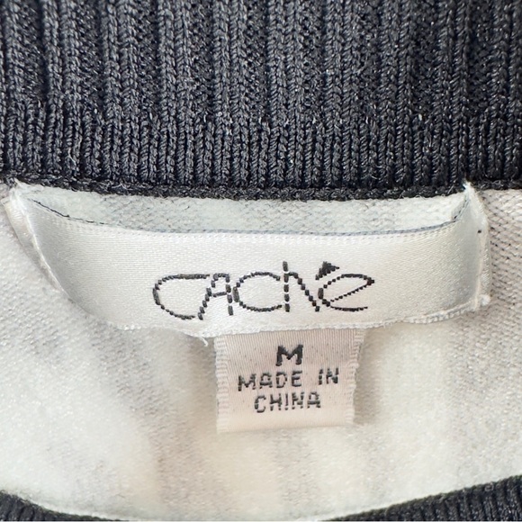 Vintage Cache Womens Short Sleeve Sweater Top Size M Black White Zebra Print Y2K - Picture 4 of 9